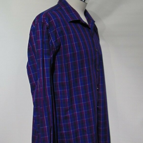 Kenneth Cole Reaction Purple Plaid Button Shirt - Picture 6 of 9